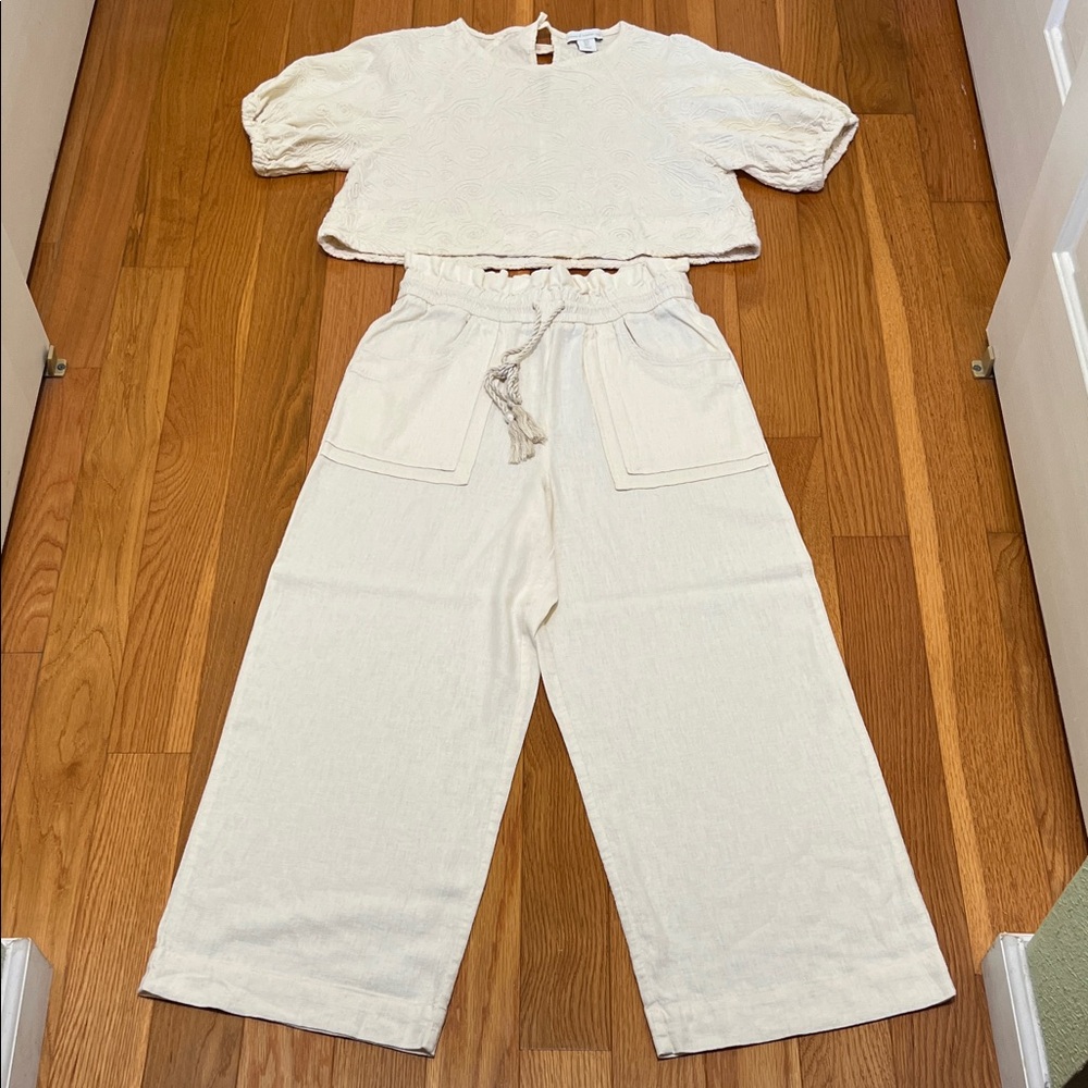 Women's Cream Pants & Top Set